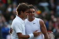 Roger Federer of Switzerland congratulates Rafael Nadal of Spain in winning match point and the Championship during the men's singles Final on day thirteen of the Wimbledon Lawn Tennis Championships at the All England Lawn Tennis and Croquet Club on July 6, 2008 in London, England. (Photo by Ryan Pierse/Getty Images)